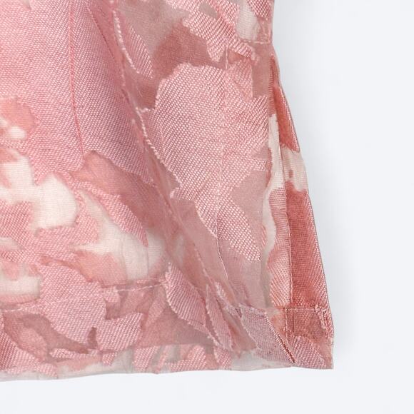 Pale Pink Sheer Floral Mother of Pearl‎ Shell Button Blouse Women's M 3/4 Sleeve - Picture 5 of 7